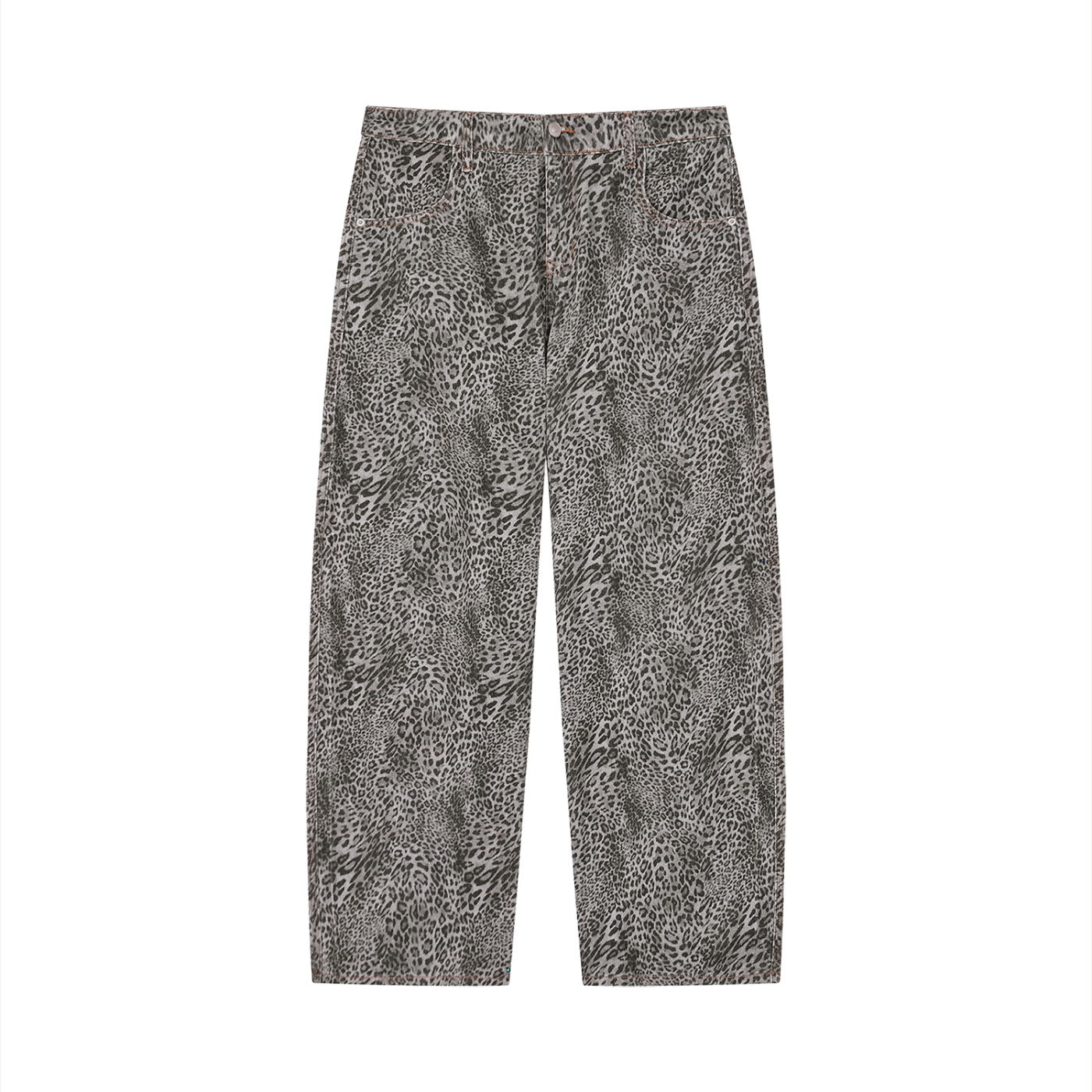Vintage Wash Leopard Wide Leg Jeans