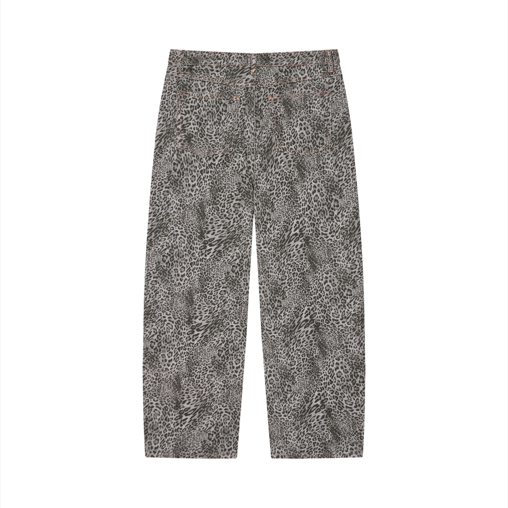 Vintage Wash Leopard Wide Leg Jeans