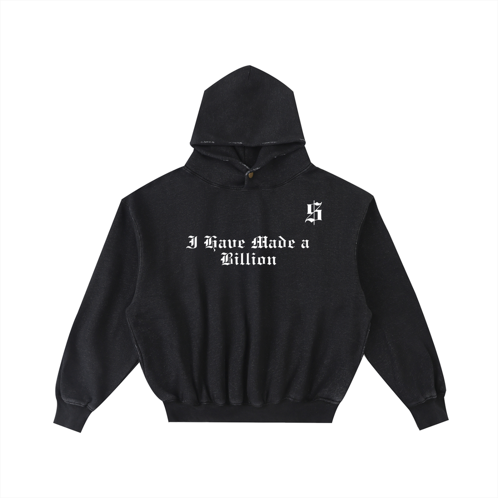 $ Frayed Enzyme Washed Fleece Hoodie