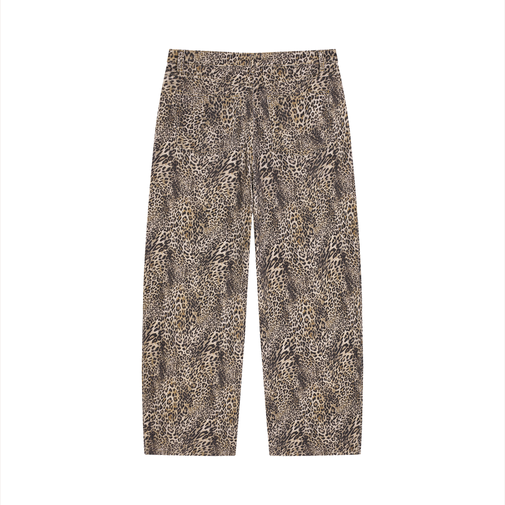 Vintage Wash Leopard Wide Leg Jeans