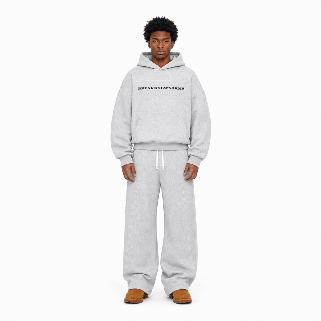 BKN™ Contrast-Stitched Boxy Fleece Hoodie