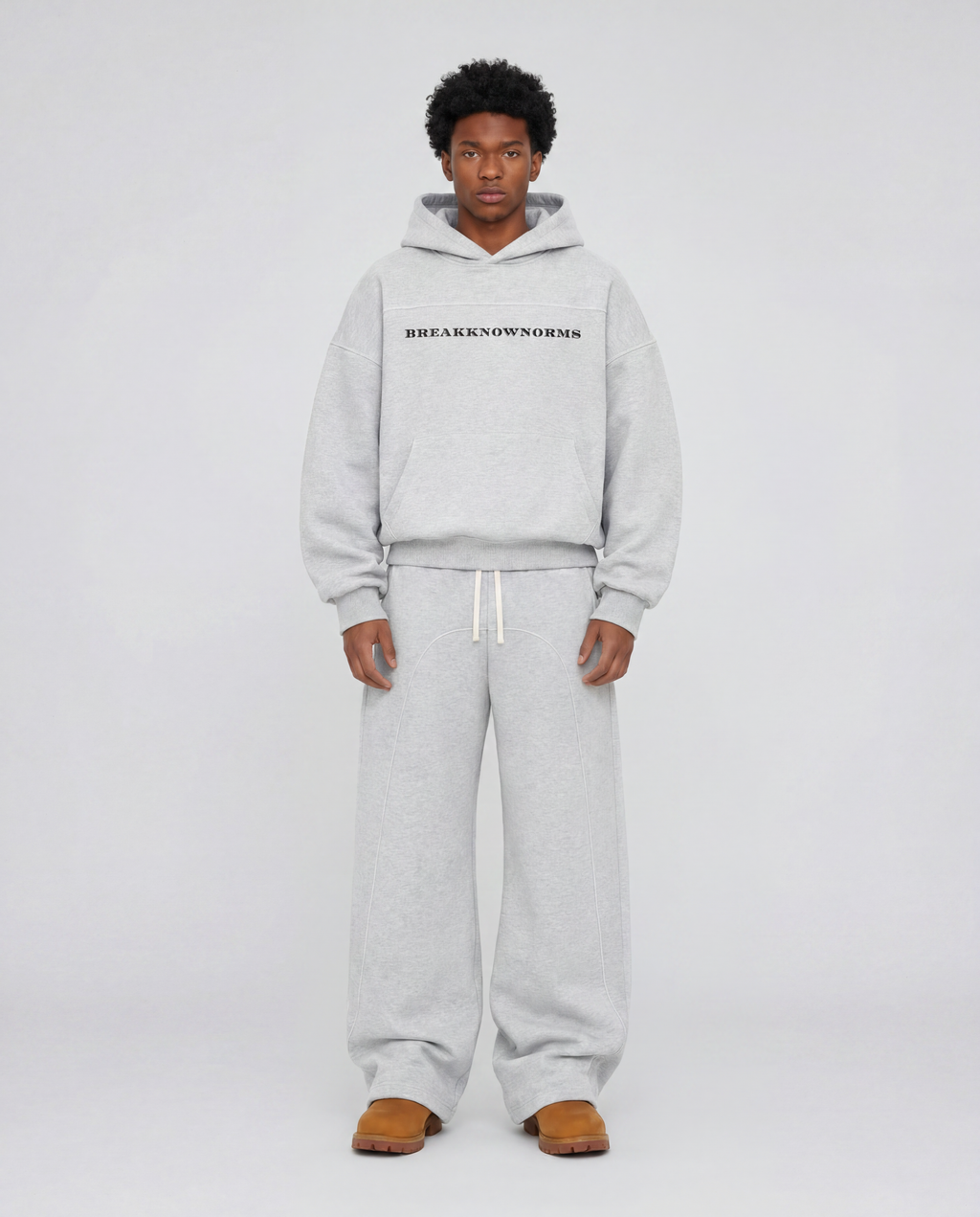 BKN™ Contrast-Stitched Boxy Fleece Hoodie