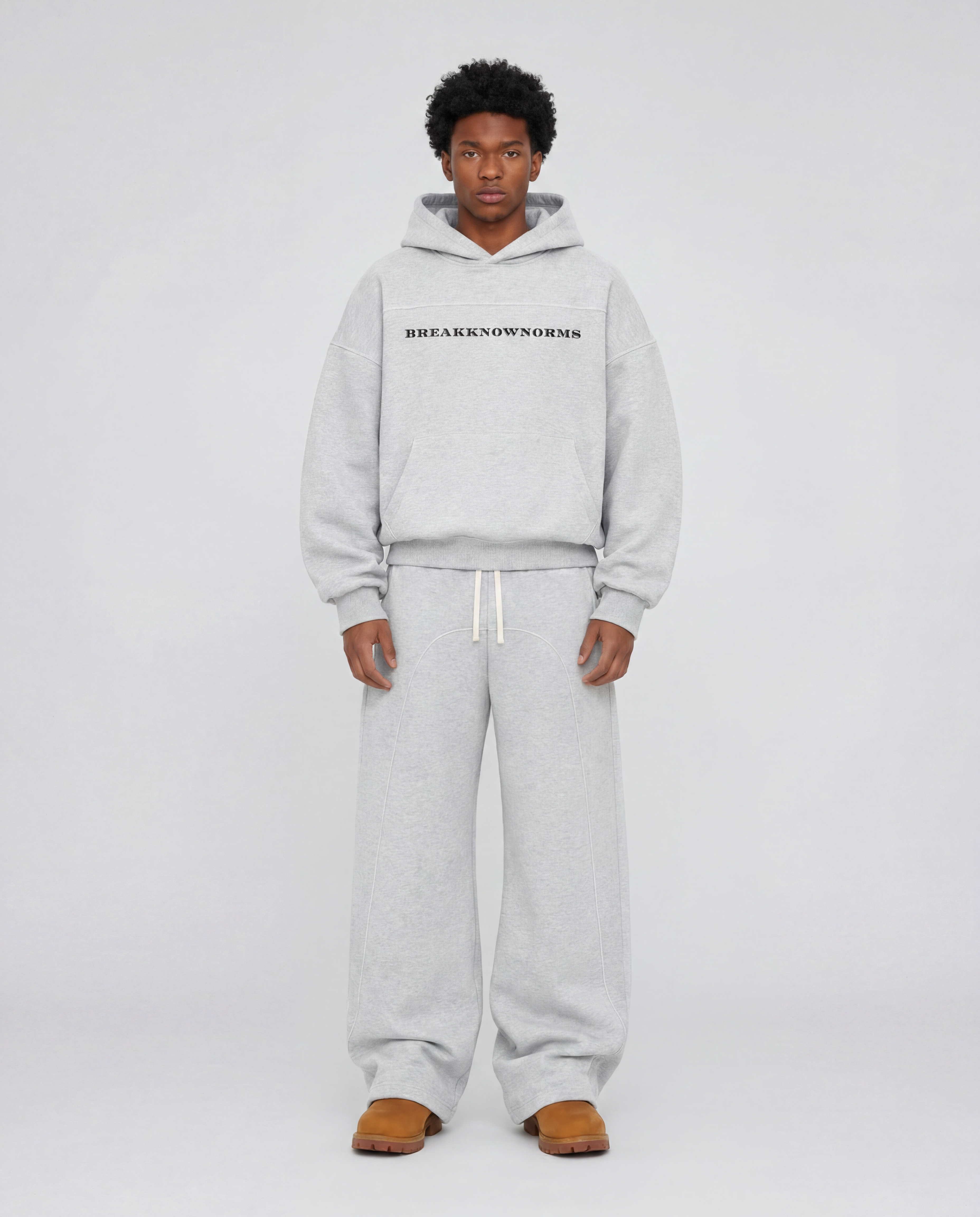 BKN™ Contrast-Stitched Boxy Fleece Hoodie