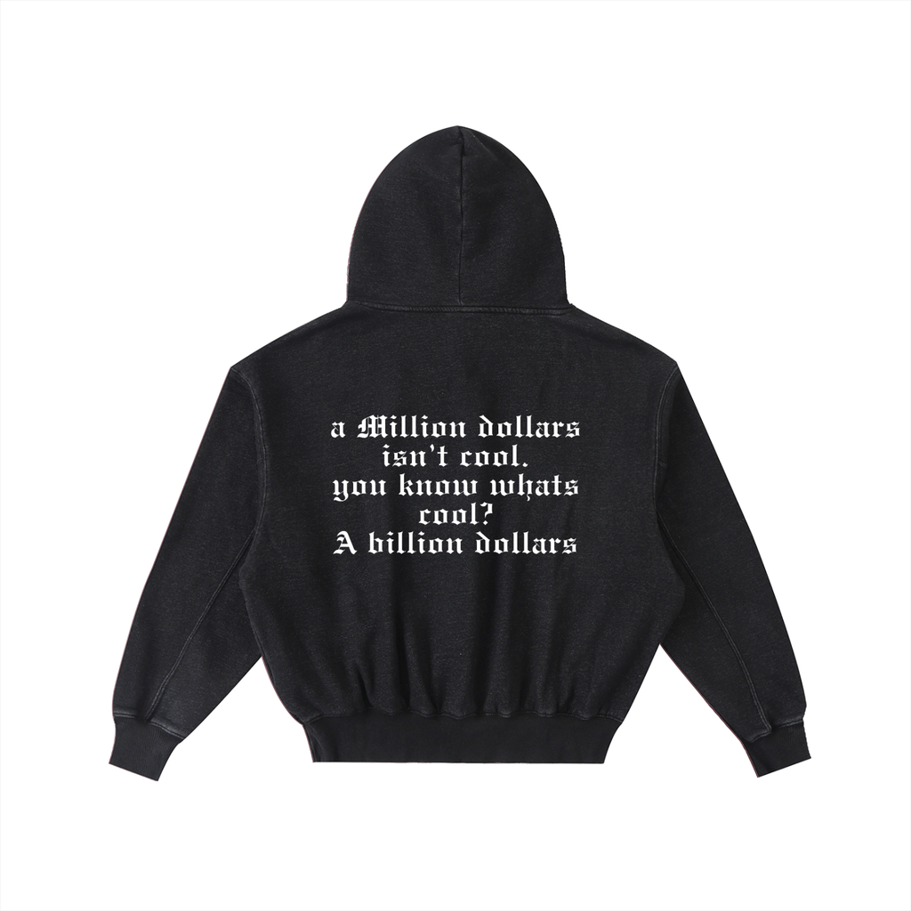 $ Frayed Enzyme Washed Fleece Hoodie
